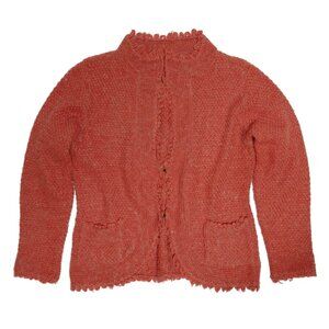 Steilmann (Germany) Vintage Garter Seed Stitch Picot Trim Cardigan : L